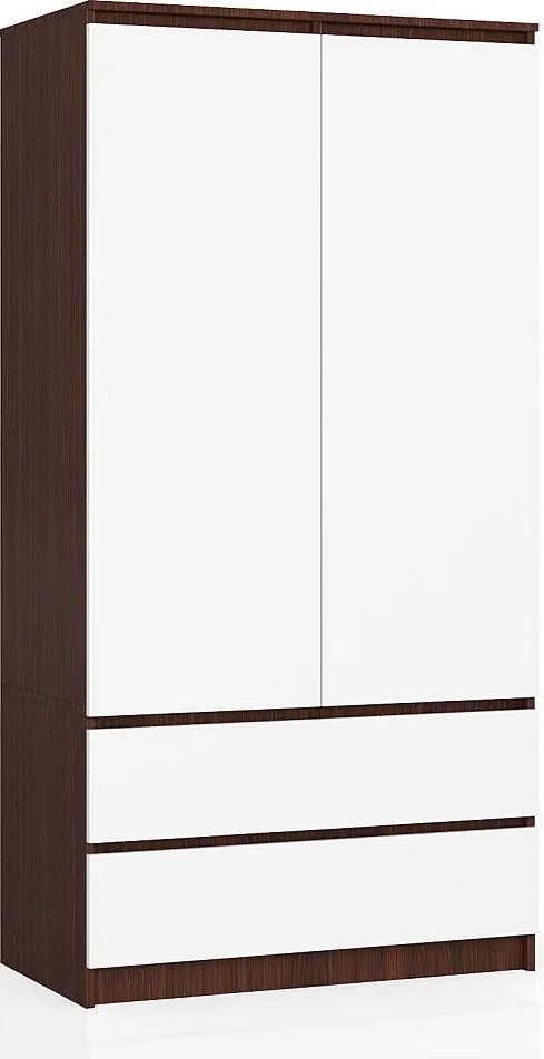 Szafa AKORD S90 Wenge 90 cm 2 drzwi 2 szuflady kolor Biały mat 4 półki 90x51x180 cm