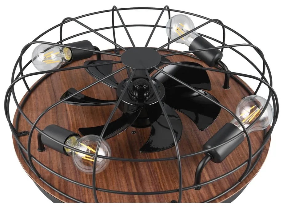 Lampa sufitowa ze zdalnym sterowaniem/z wentylatorem w kolorze matowej czerni/brązowa Trondheim – Trio