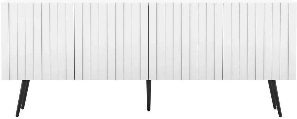 Biała ryflowana szafka pod telewizor na nóżkach F5-M07