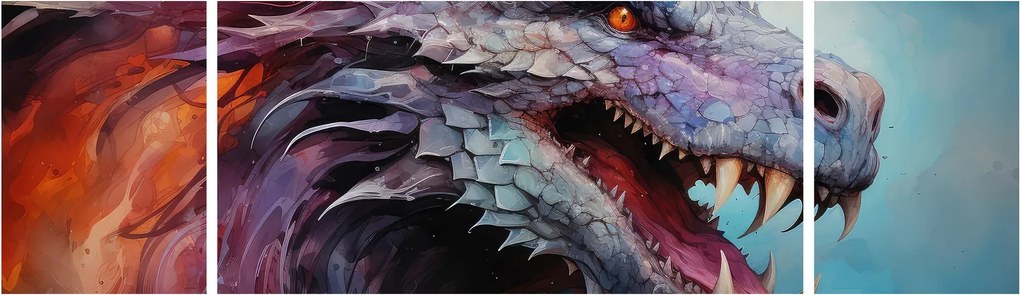 Obraz - Ilustracja przedstawiająca smoka (170x50 cm)