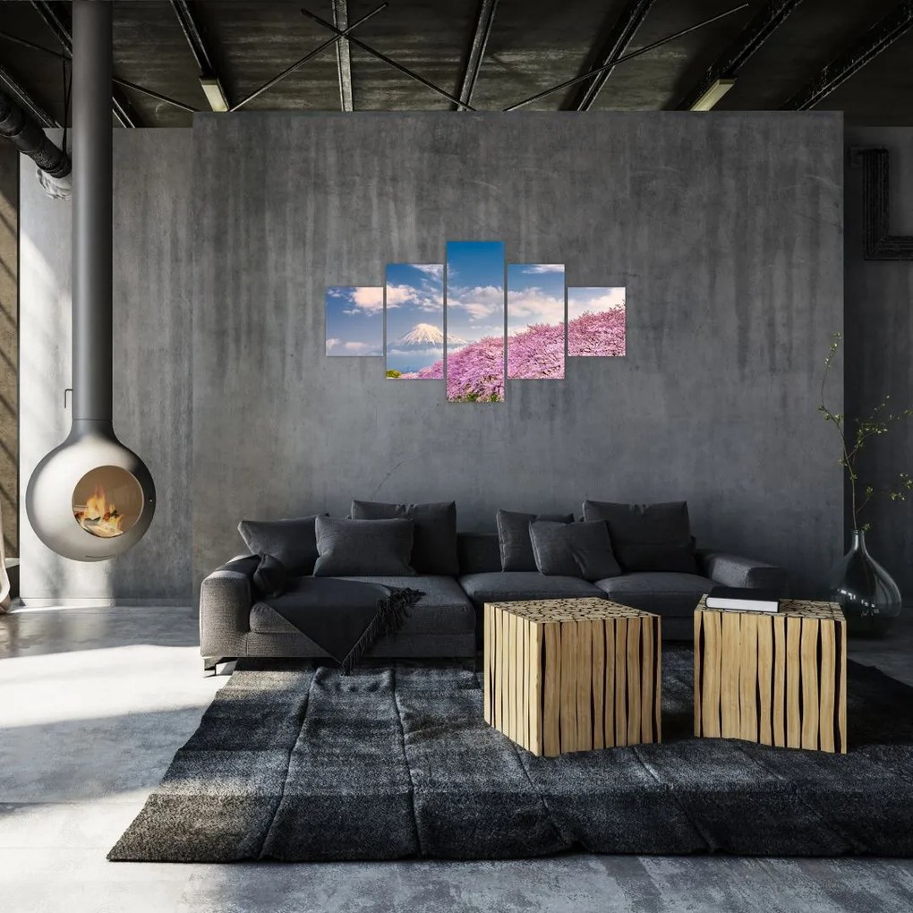 Obraz - Japoński wiosenny krajobraz (125x70 cm)