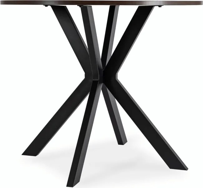 Stół Okrągły LAUREN 80 cm Orzech/Czarny Loft Nowoczesny