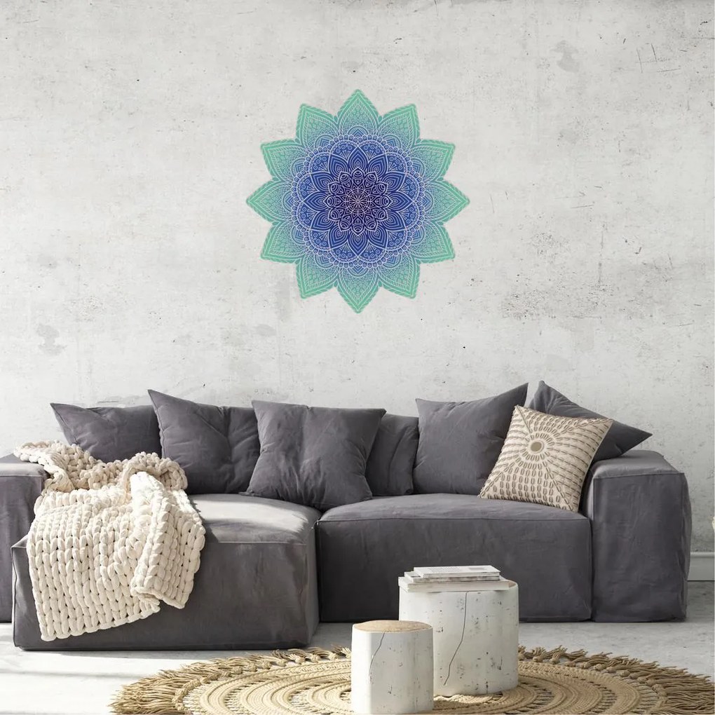 Naklejki na ścianę - Mandala zielono - niebieska