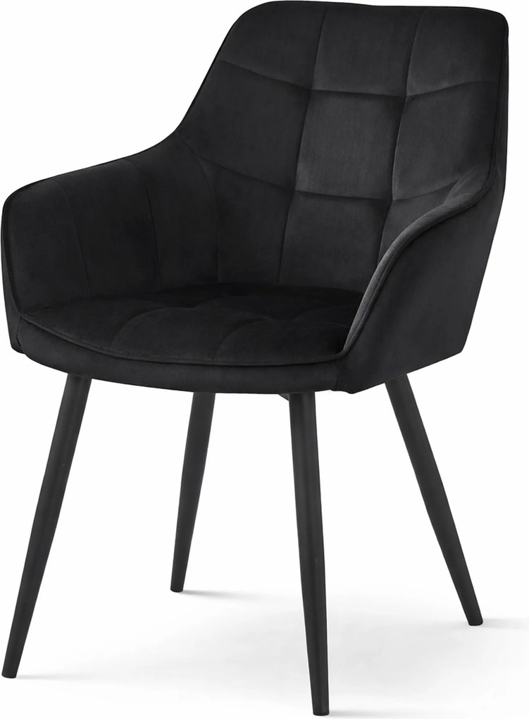 Krzesło jadalniane VARSI VELVET z czarnymi nogami, czarne