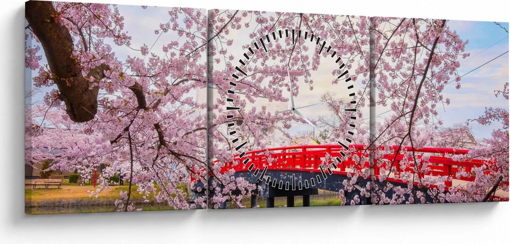 Obraz - Hirosaki, Japonia (z zegarem) (90x30 cm)