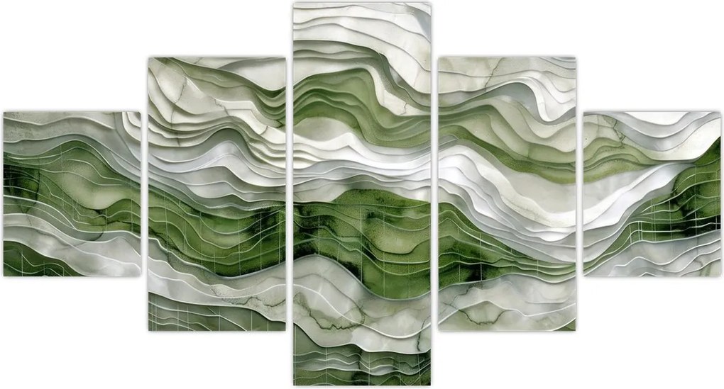 Obraz - Zielone i białe zmarszczki (125x70 cm)