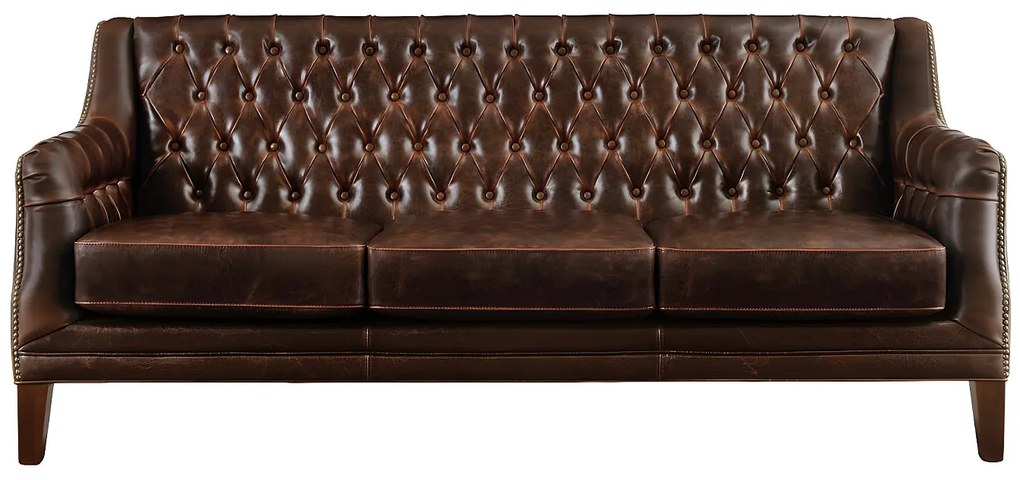 Kanapa 3-osobowa ze skóry COLBERT - Kolor: brązowy