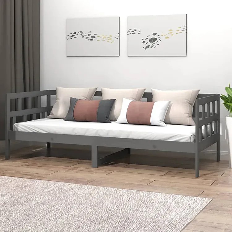 Szara leżanka łóżko dzienne sosnowe 80x200 C6-T90