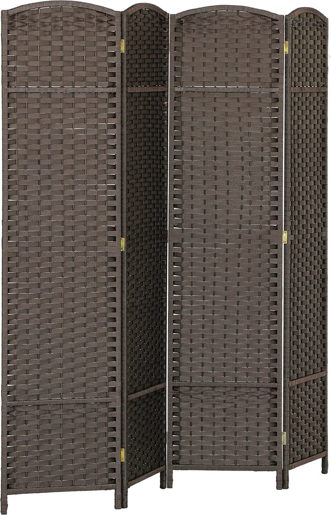 HOMCOM 4-częściowy parawan, Składana osłona prywatności, Ekran dla salonu, sypialni, biura domowego, Brązowy