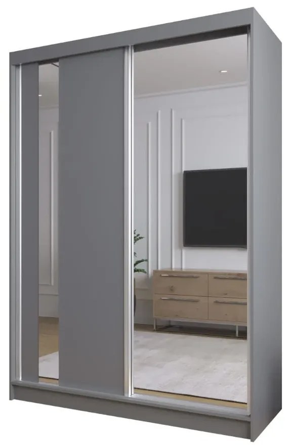 Szafa przesuwna - Greco 150 cm, szary mat