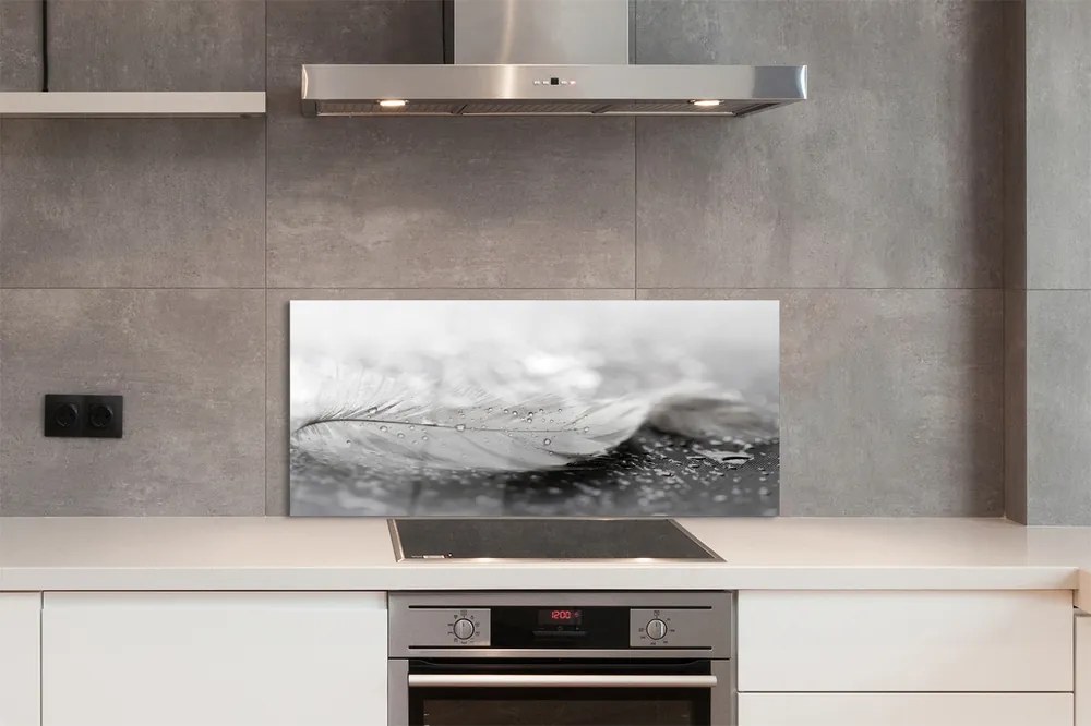 Szklany Panel Delikatne Krople na Piórku