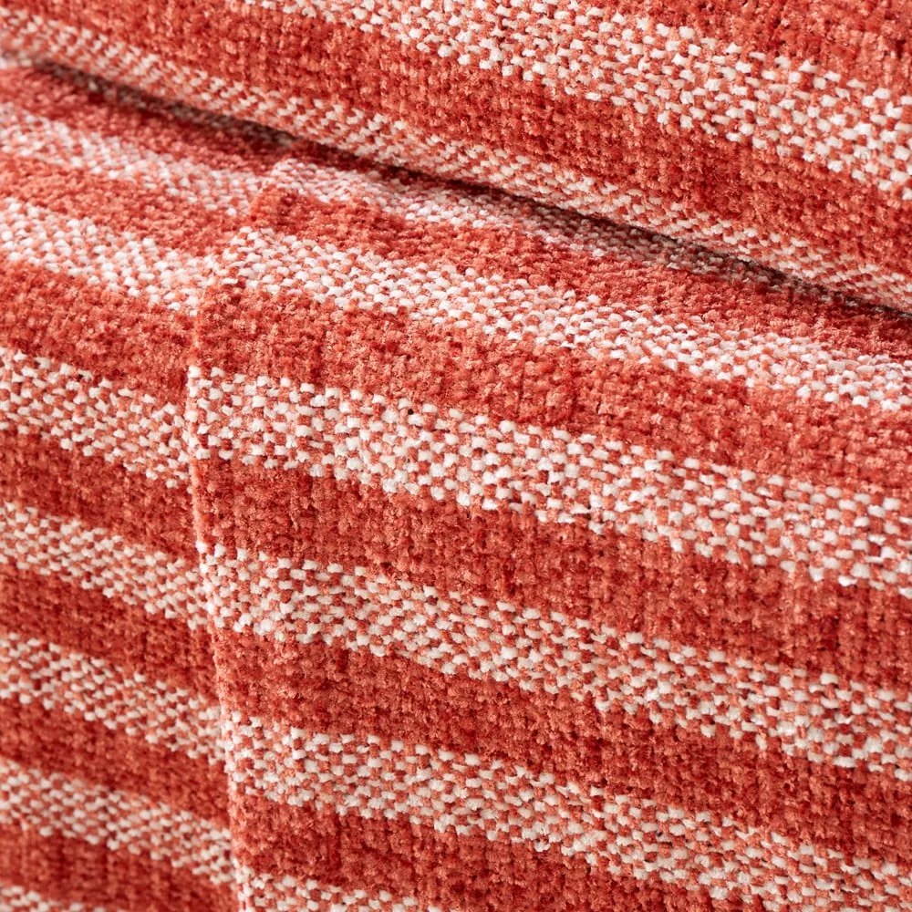 Czerwono-pomarańczowy aksamitny koc 130x170 cm Stripe Chenille – Catherine Lansfield