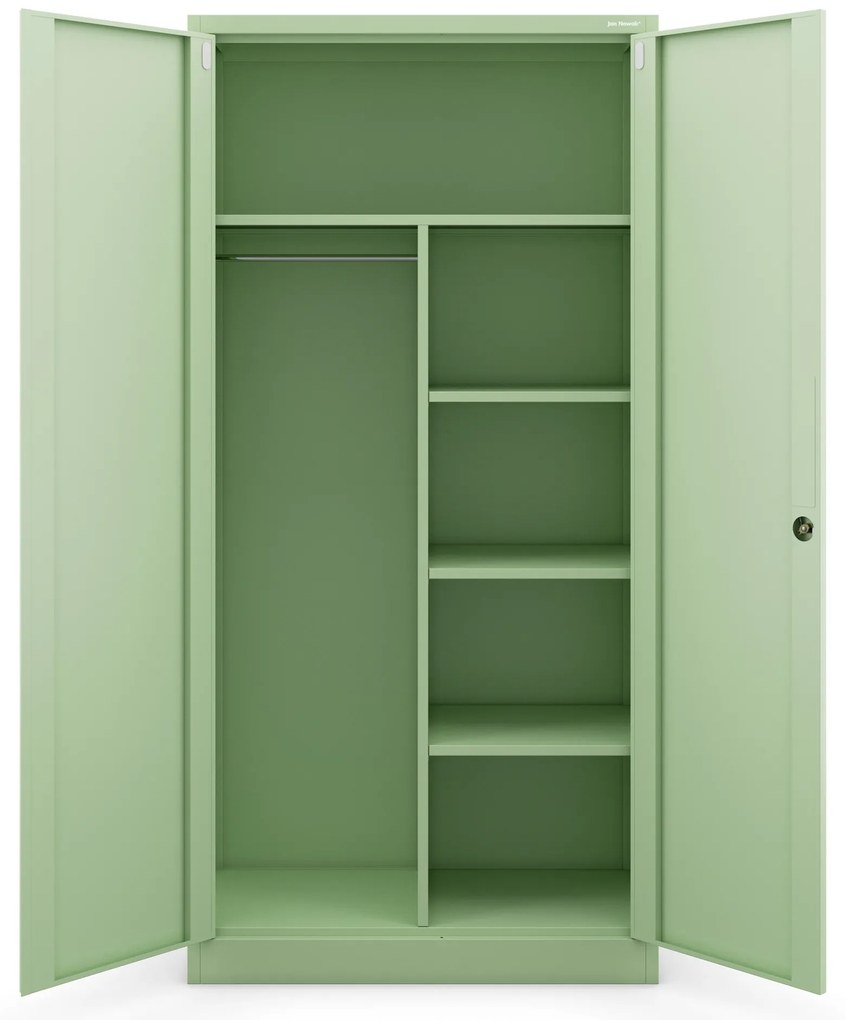 Szafa gospodarcza zamykana DAWID, 900 x 1850 x 450 mm, Fresh Style: pastelowy zielony
