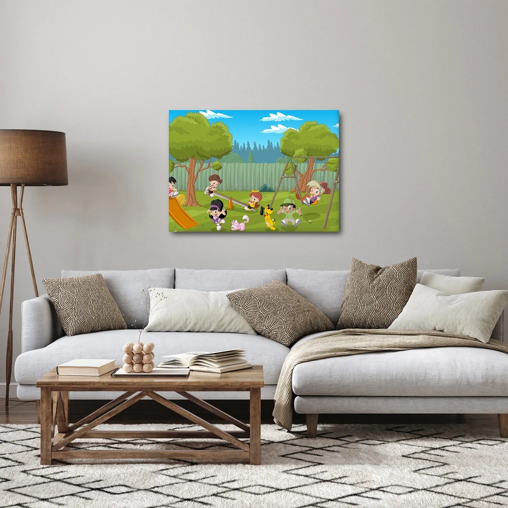 Obraz - Dzieci na placu zabaw (70x50 cm)