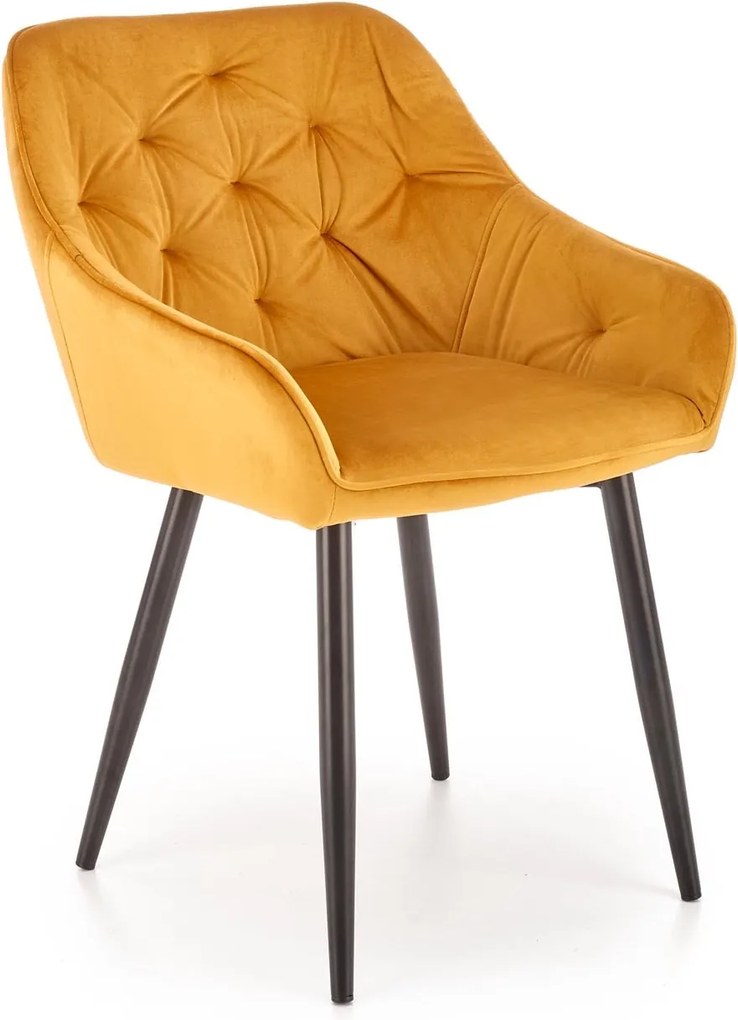 Aksamitny fotel do jadalni z podłokietnikami K487