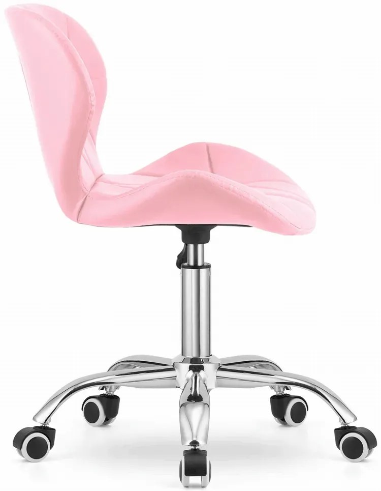 Różowy pikowany fotel obrotowy N2-N07