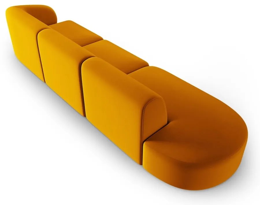 Musztardowa aksamitna sofa prawostronna 311 cm Paolo – Milo Casa