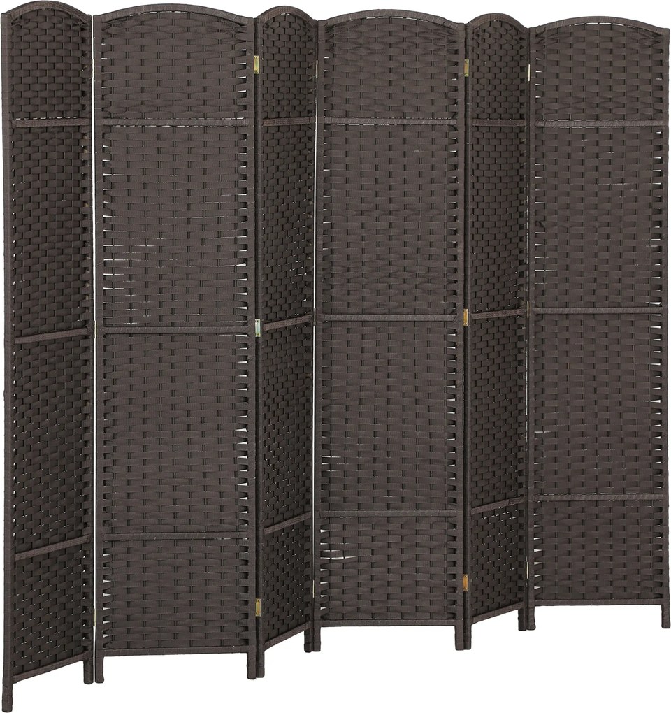 HOMCOM 6-częściowy parawan, składana osłona, ścianka działowa do salonu, sypialni, biura domowego, Brązowy