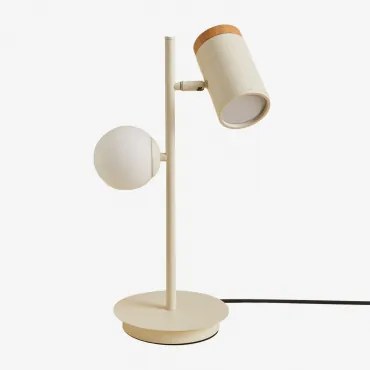 Lampa Stołowa Z Regulacją Kierunku Światła, Z 2 Punktami Świetlnymi, Wykonana Z Żelaza, Kolor Amaranto Kremowa Tapioca - Sklum