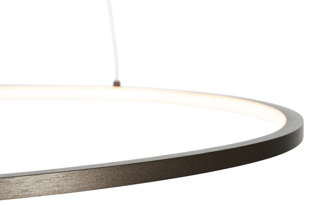 Designerska lampa wisząca brązowa 72 cm z wbudowaną diodą LED z 3-stopniowym ściemniaczem - RowanDesignerski Oswietlenie wewnetrzne