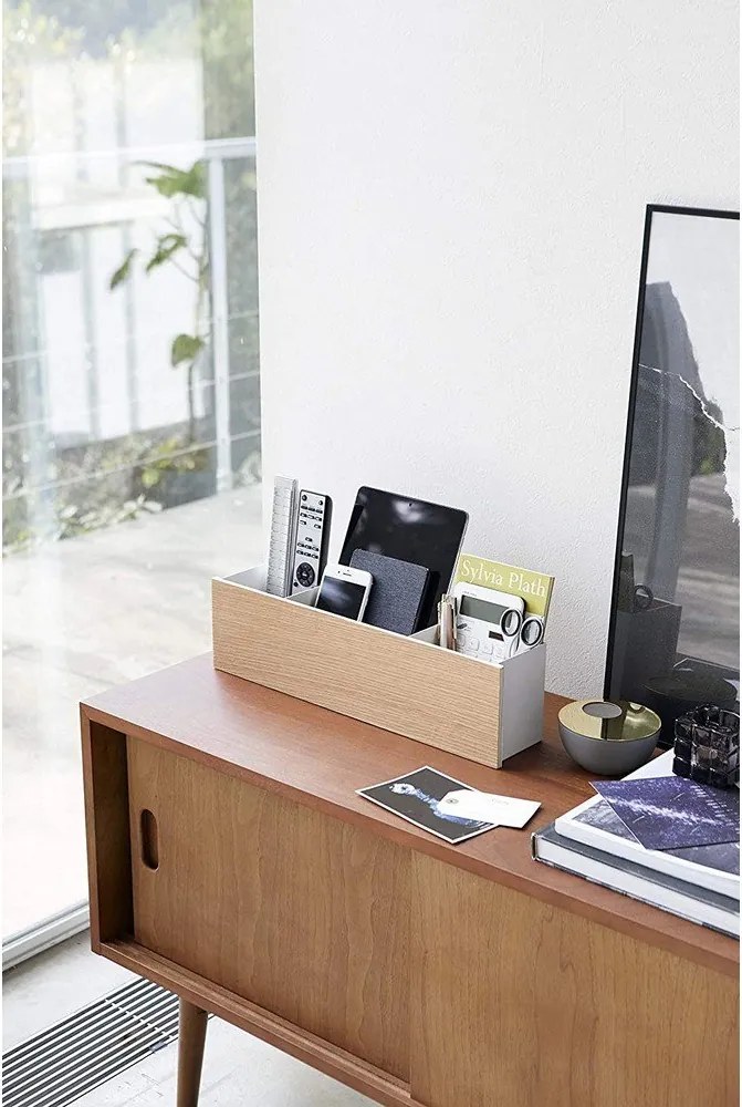 Biało-naturalny metalowy organizer na artykuły papiernicze Rin – YAMAZAKI