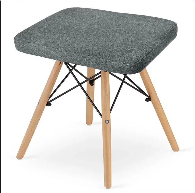 Szary skandynawski drewniany taboret tapicerowany K5-Z16
