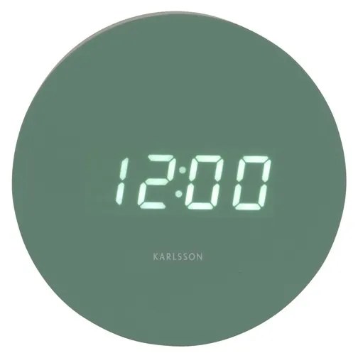 Karlsson 5981GR designerski zegar LED z alarmem,zielony, śr. 9 cm