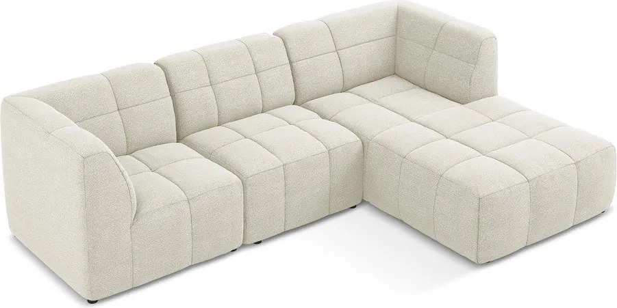 Beżowy narożnik z materiału bouclé (prawostronny/z szezlongiem) Aloha – Makamii