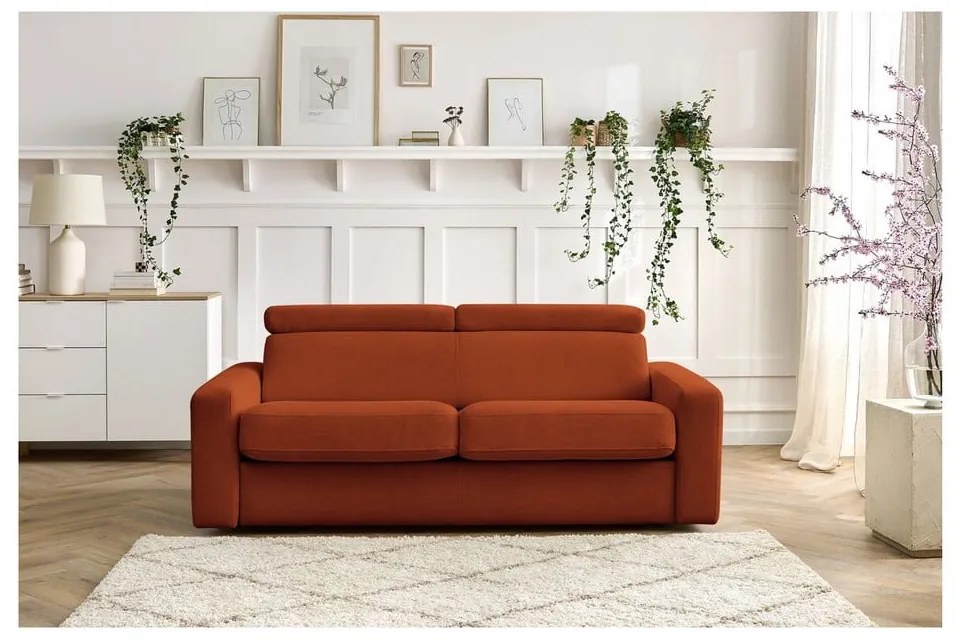 Ceglasta rozkładana sofa 215 cm Monaco – Bobochic Paris