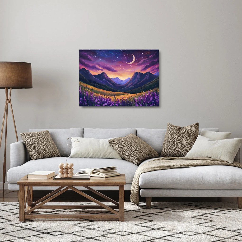 Obraz na szkle - Fioletowy krajobraz (70x50 cm)
