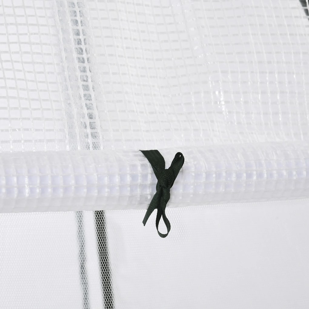 Outsunny Szklarnia Ochronna Przed Zimą, Miniszklarnia z Rolowanymi Drzwiami, Biała, 160 x 140 x 180 cm