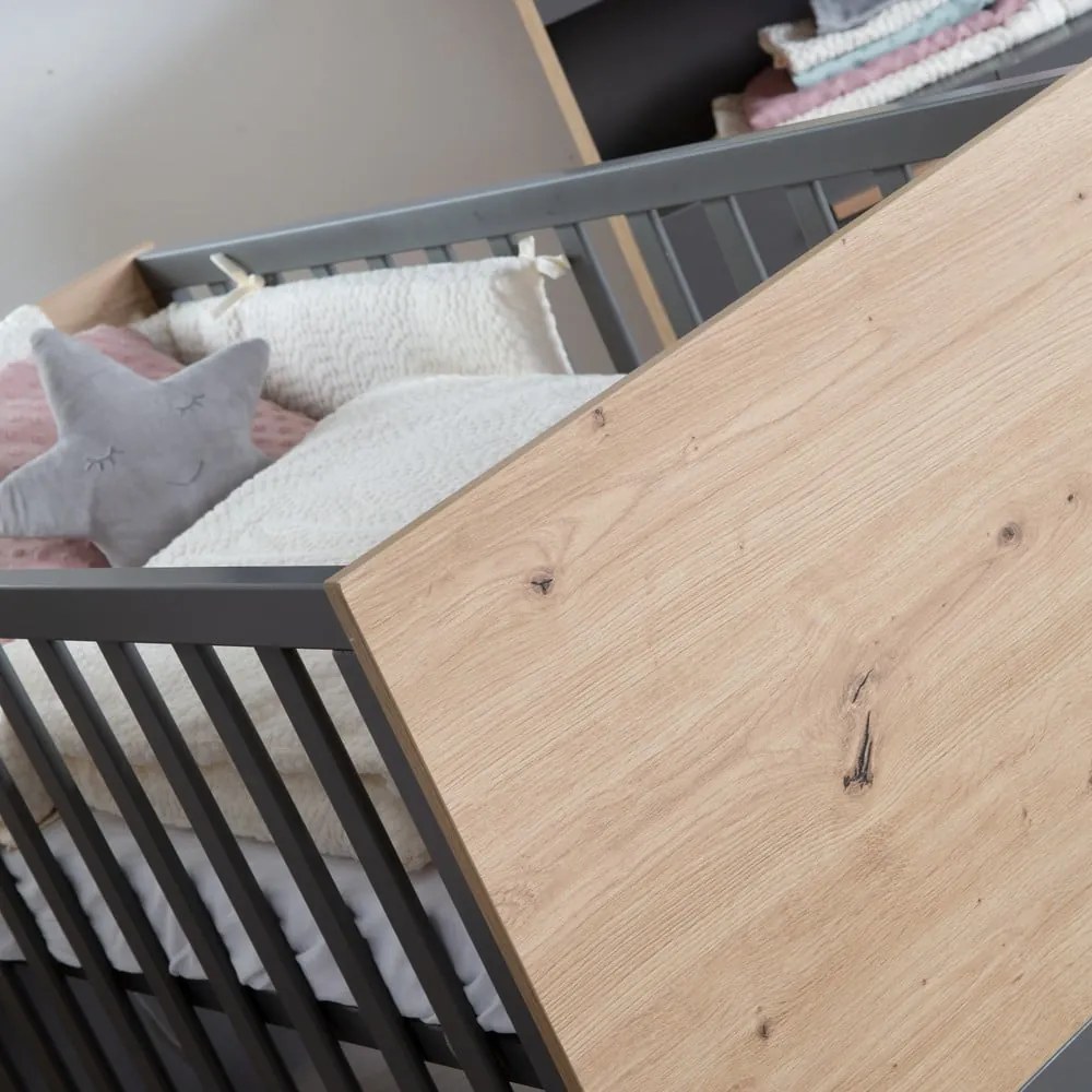 Szaro-naturalne łóżeczko 60x120 cm Anna – Roba