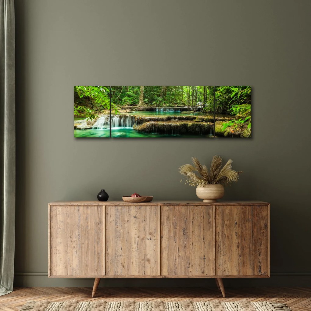 Obraz - Zielony wodospad (170x50 cm)