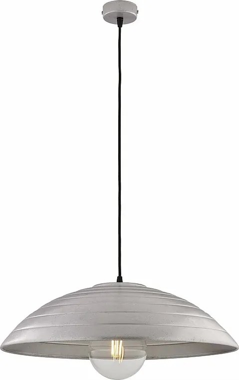 Sender lampa wisząca Ø50 cm z czarnego lakierowanego żelaza, srebrne zdobienia, regulowany kabel, 1 lampa