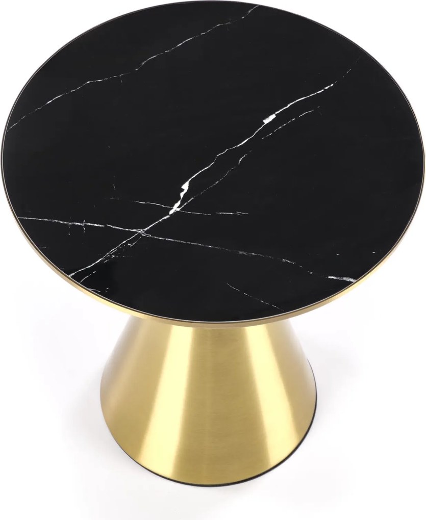 Złoty stolik pomocniczy Tribeca z marmurowym blatem