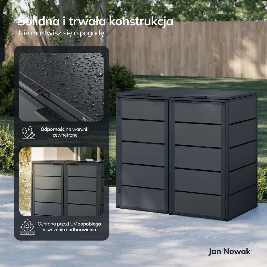 Zabudowa śmietnikowa 240L dwukomorowa, antracyt