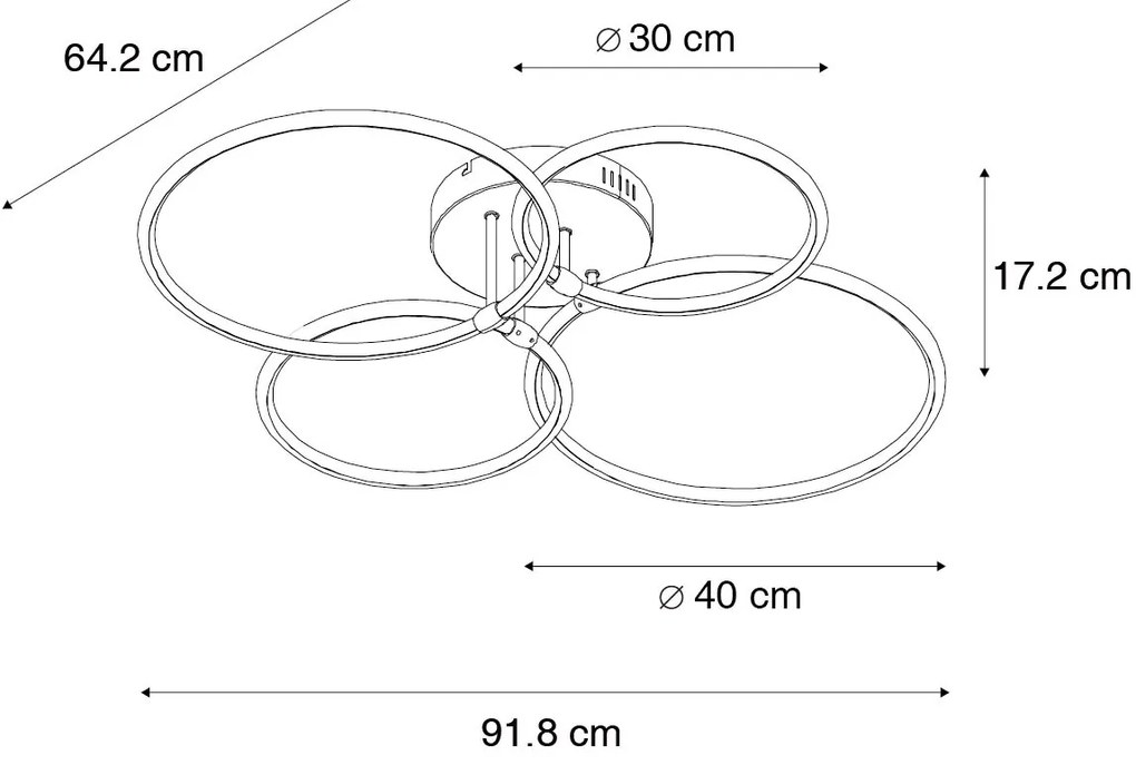 Lampa sufitowa ze stali z wbudowanym LED 3-stopniowo ściemnialna 4-punktowa - Joaniqa