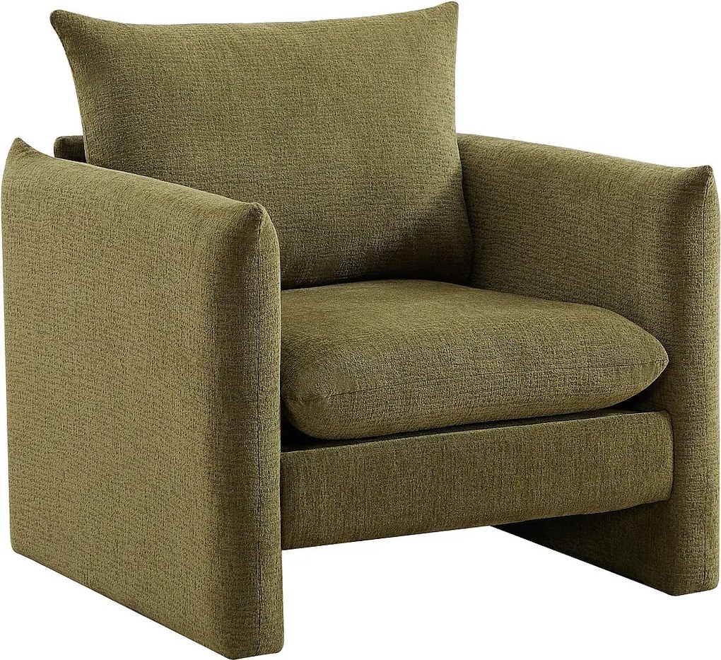 Fotel zielony z tkaniny szenilowej GORAZI