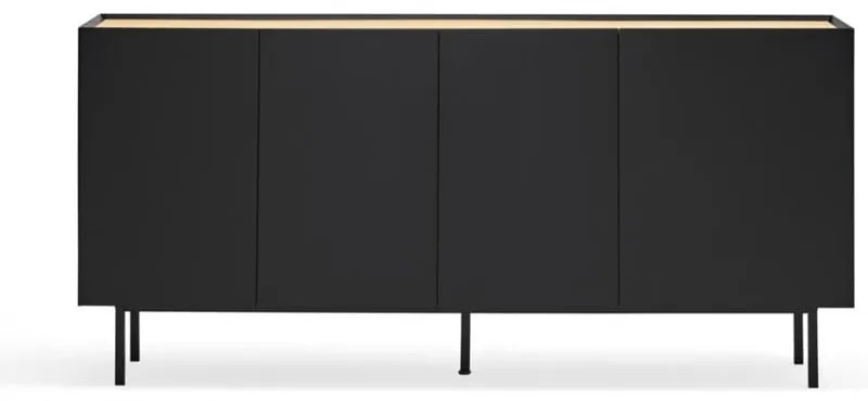 Czarna niska komoda w dekorze dębu 165x78 cm Arista – Teulat