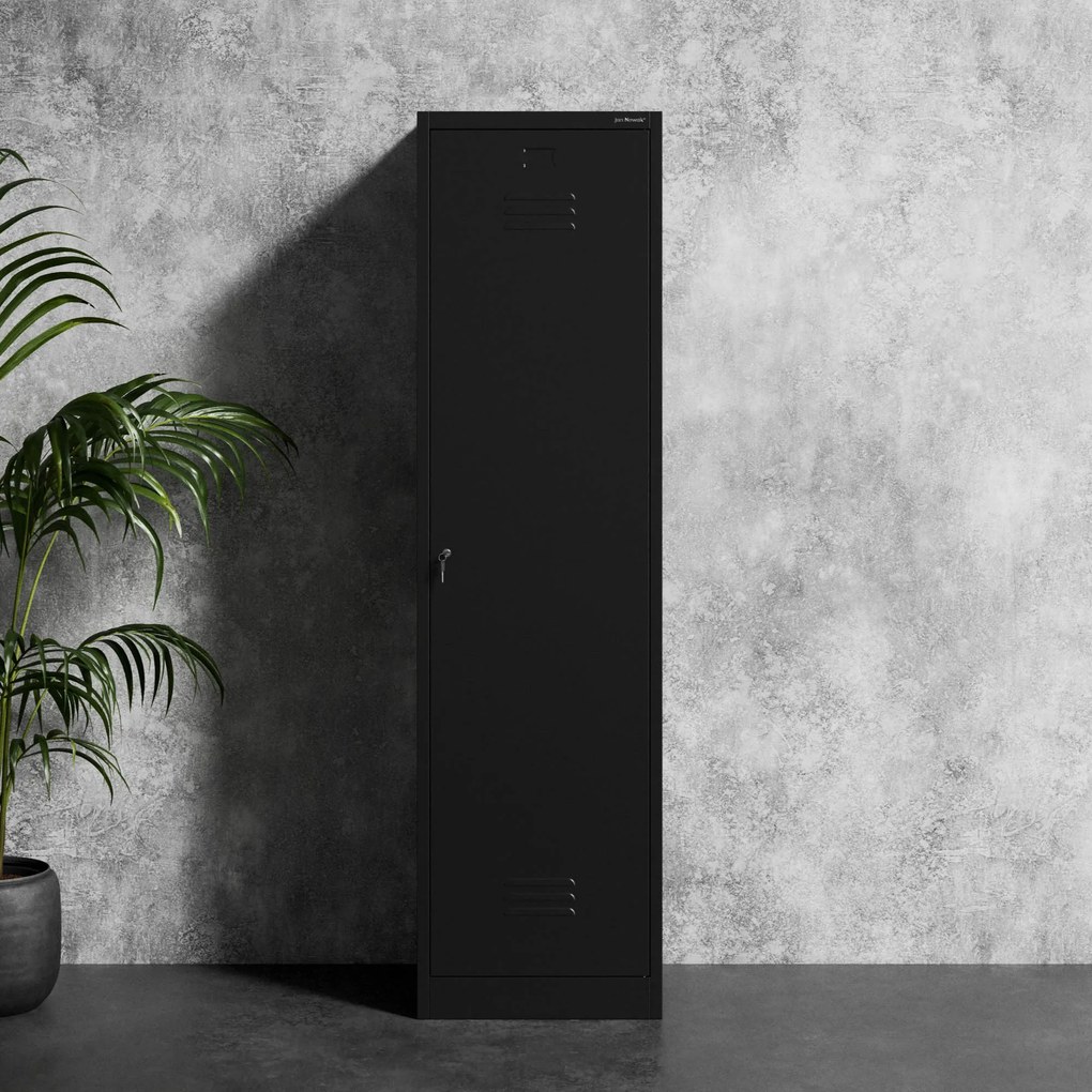 Szafa gospodarcza metalowa wąska czarna, 500x1850x500 mm: AGNES