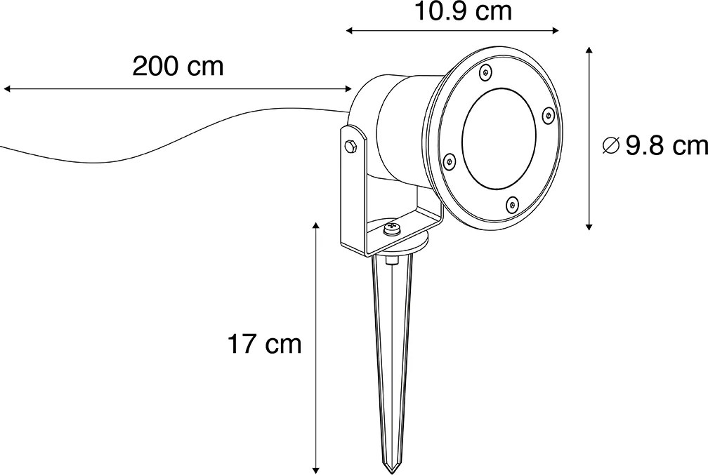 Zestaw 3 inteligentnych reflektorów ogrodowych na szpilkach czarnych z kablem i wtyczką 200 cm IP65 z Zigbee GU10 - Basic