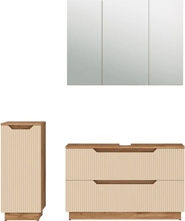 Zestaw mebli łazienkowych dąb/kaszmir w paski 99.4x32x62.5 lotta