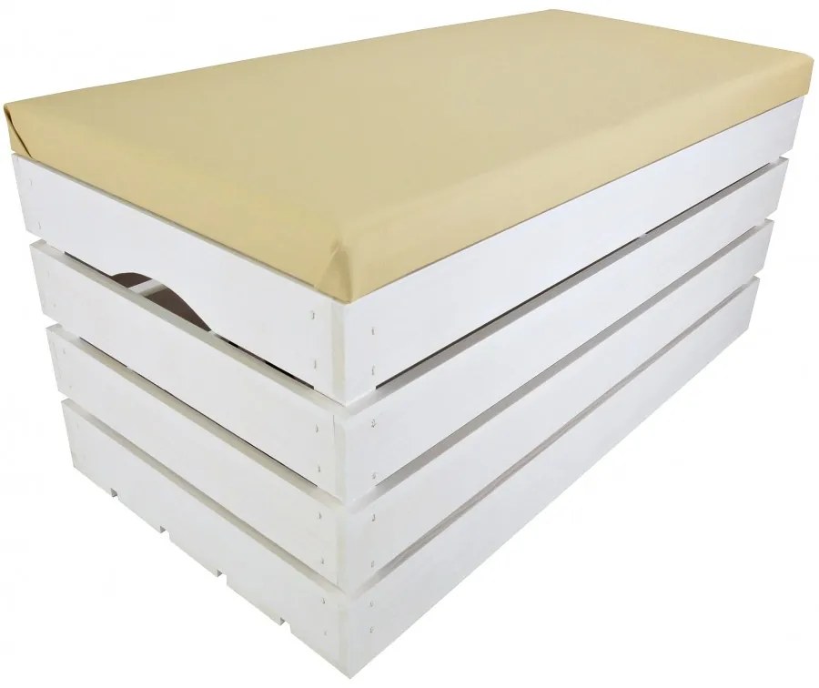 Pufa kufer skrzynia drewniana sosnowa siedzisko 80cm malowana biała