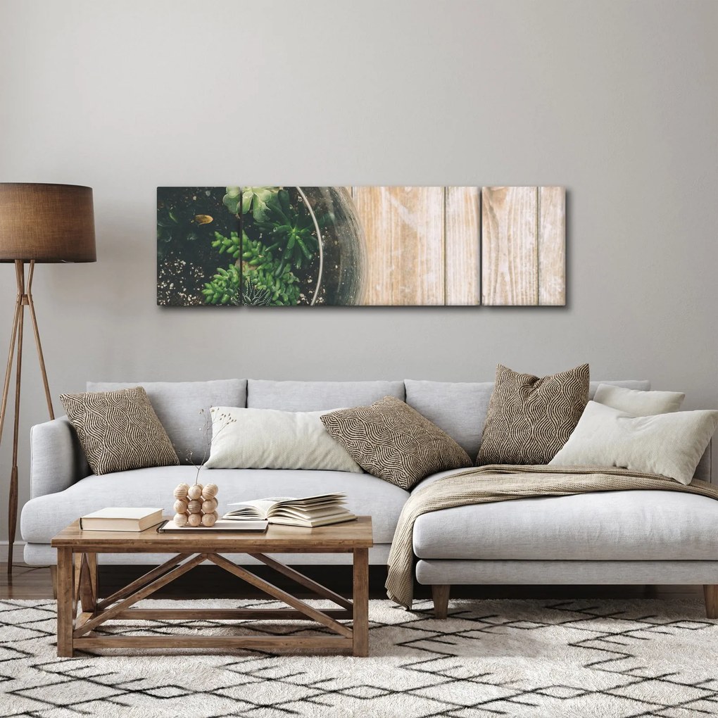 Obraz sukulentów w szkle (170x50 cm)