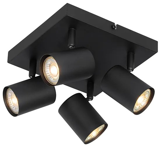 Nowoczesna regulowana lampa sufitowa czarna 4-punktowa kwadratowa - Jeana Nowoczesny Oswietlenie wewnetrzne