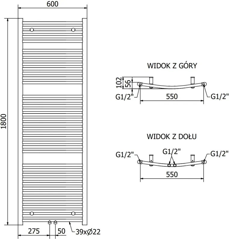 Mexen Ares grzejnik elektryczny 1800 x 600 mm, 900 W, antracyt - W102-1800-600-2900-66