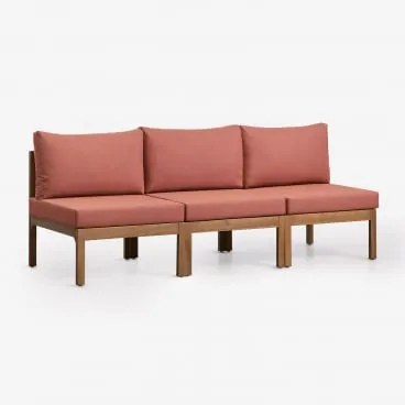 Sofa Modułowy 3-częściowy Z Drewna Akacjowego Branson Terakota – Brąz Akacjowy - Sklum