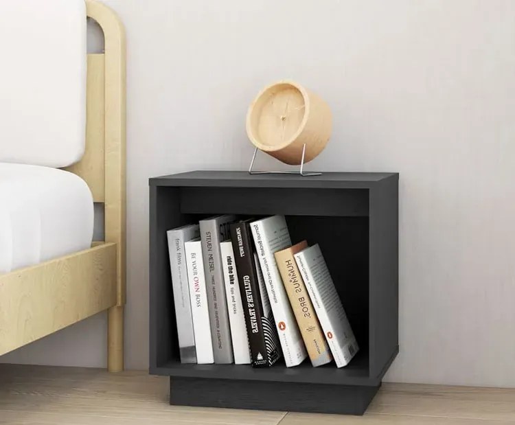 Szara drewniana szafka nocna skandynawska M8-D19