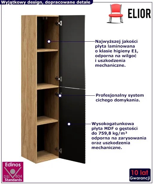 Czarny słupek łazienkowy z frontem 3D - Cyrkonix 4X