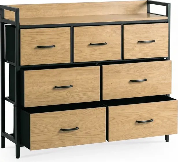Komoda z Szufladami HUDSON 98 cm Dąb/Czarny Loft